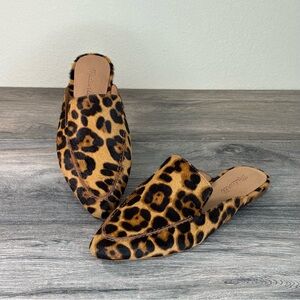 NWOT Madewell Frances Skimmer Mules Leopard Print Calf Hair Women Size 7.5